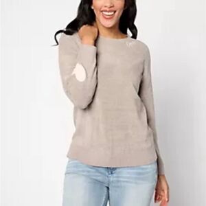 Barefoot Dreams CozyChic Ultra Lite Love Crewneck Beige XS NWT IN PACKAGE